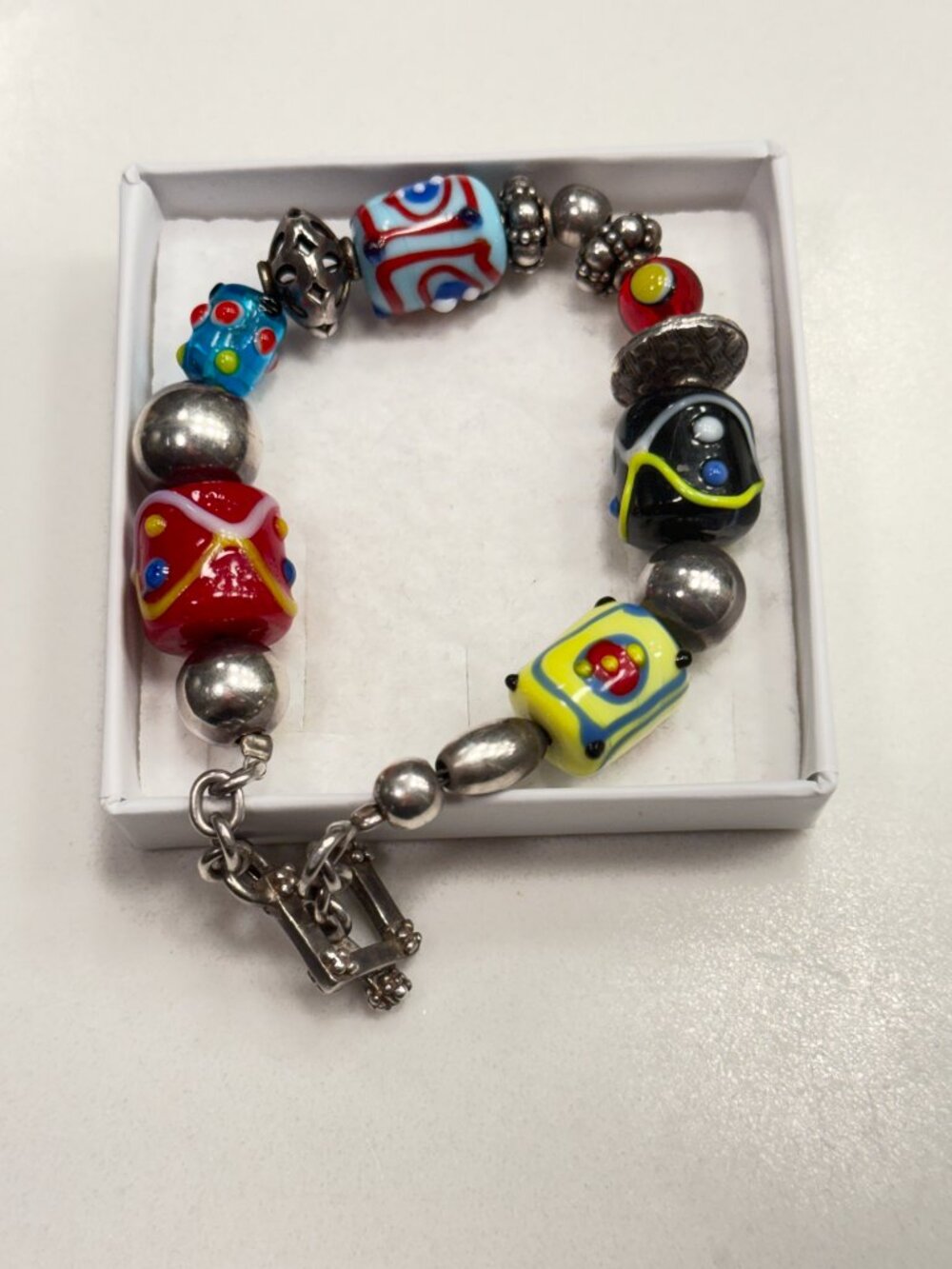 SILPADA-Sterling Silver Art Glass Lamp Work Toggle Bracelet B0871 RETIRED 7.75" - Picture 5 of 5